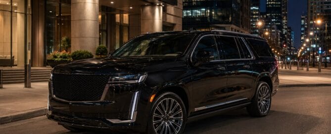 Chicago Black SUV Service with a premium black SUV in downtown Chicago